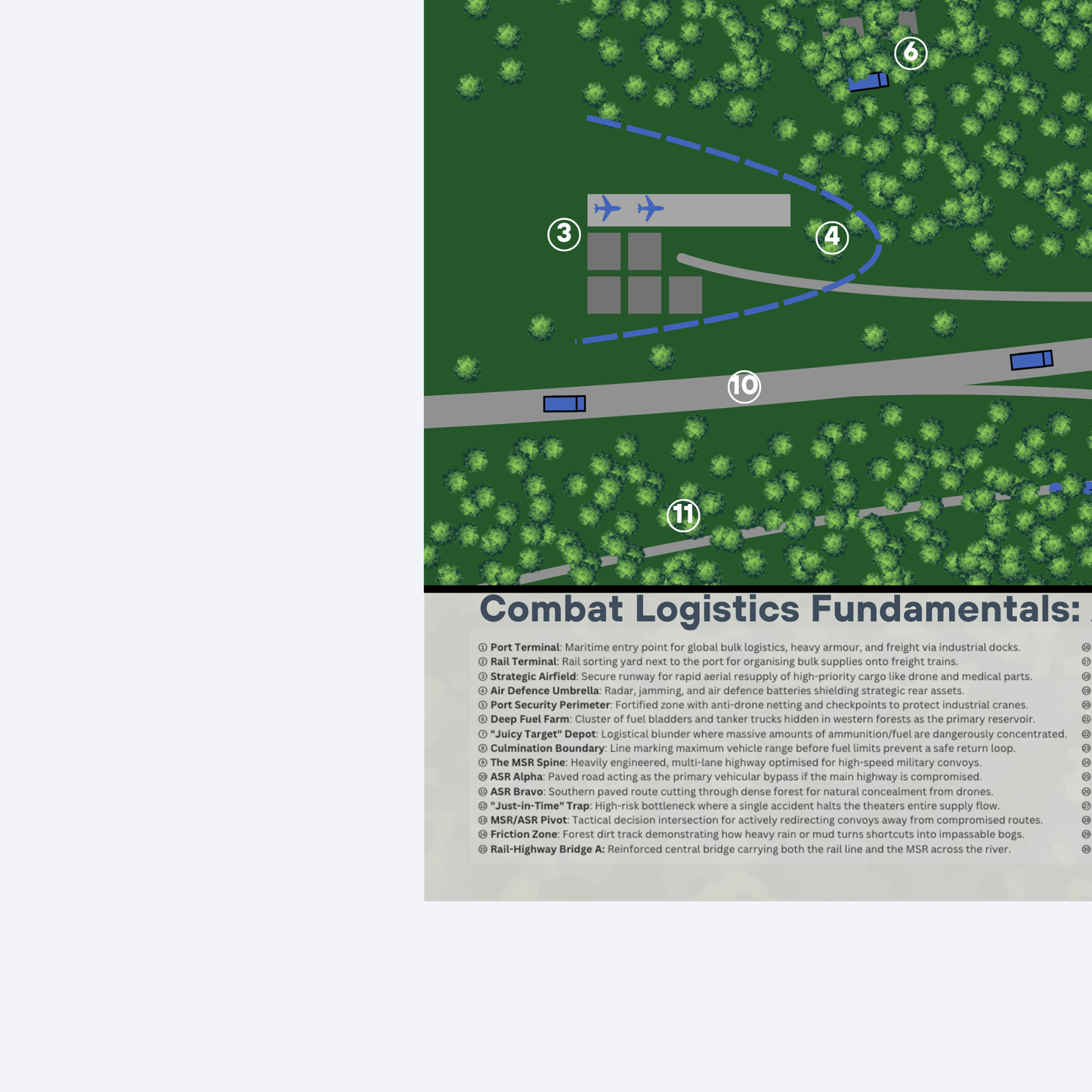 Combat Logistics Numbered Guide Map | Digital Download